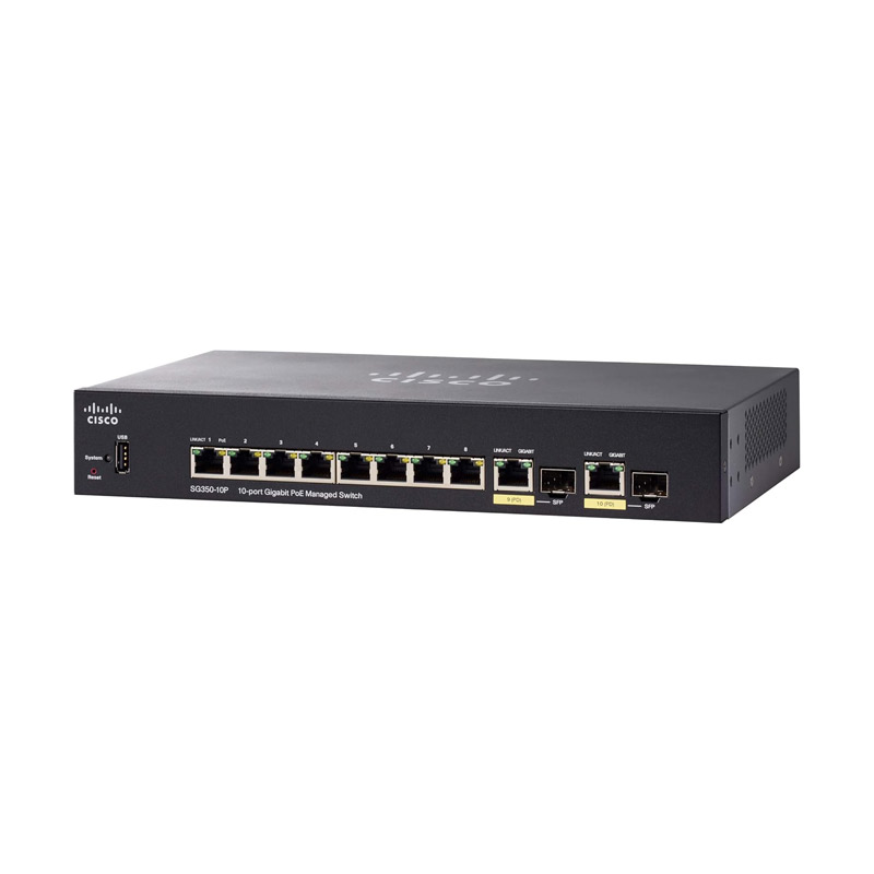 Cisco SG350-10P Managed Switch | 10-Port Gigabit Ethernet with PoE
