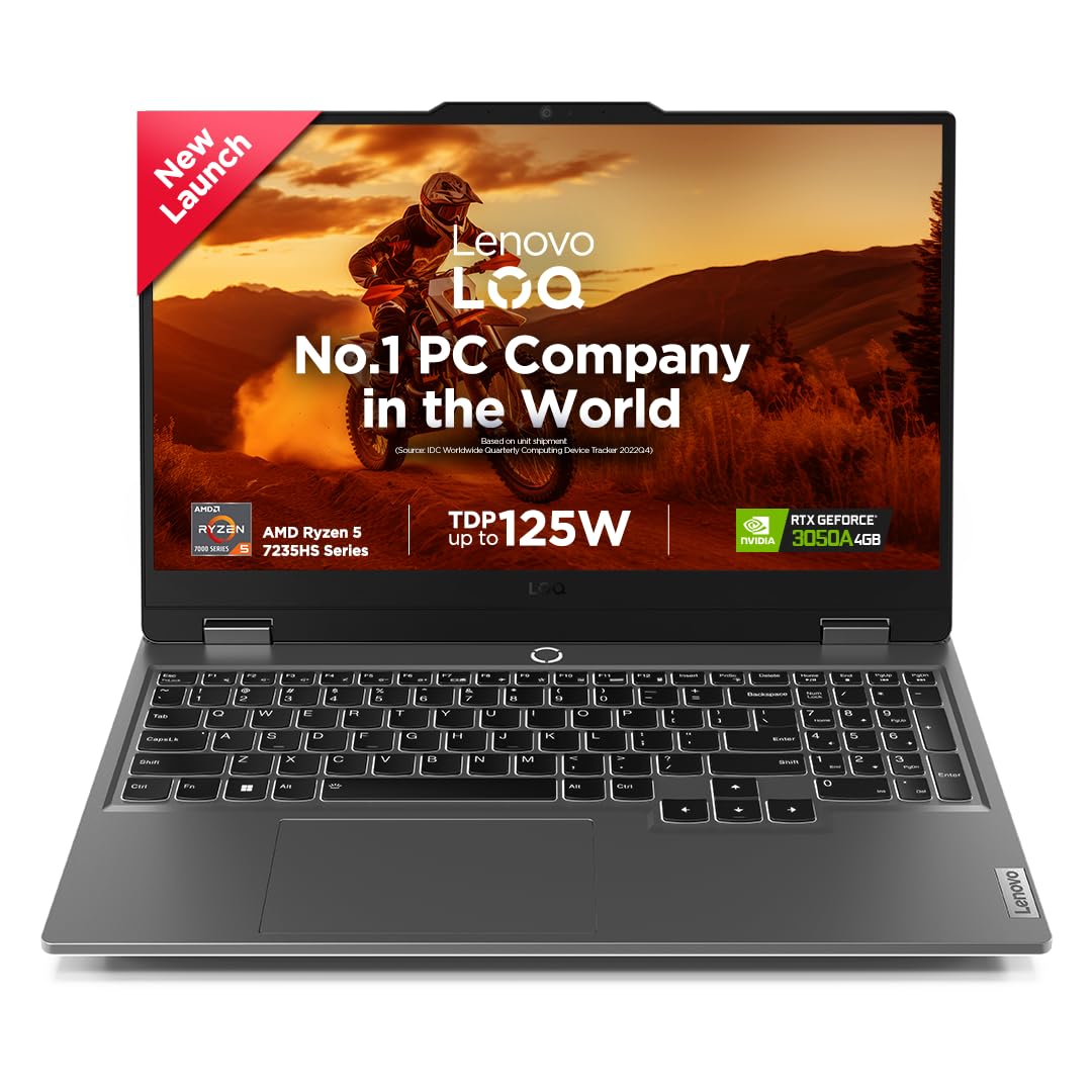Lenovo LOQ AMD Ryzen 5 7235HS | NVIDIA RTX 3050A 4GB| 12GB RAM| 512GB SSD | 15.6 | Windows 11 AI Gaming Laptop