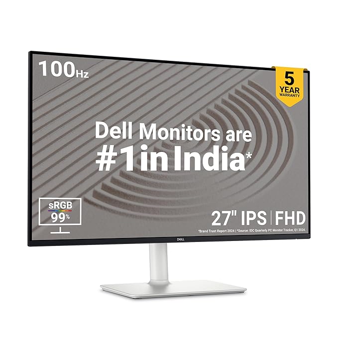 Dell S2725HS Silver 68.58cm/27" FHD Monitor 100Hz, Dual Speaker, 4ms(Extreme), 1500:1 Contrast Ratio