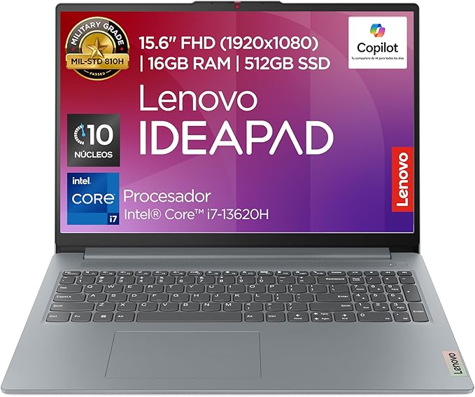 Lenovo IdeaPad Slim 3 15IRH8 Laptop | 15.6" FHD Intel Core i7-13620H 16GB RAM 512GB SSD | Camera FHD 1080p | Windows 11