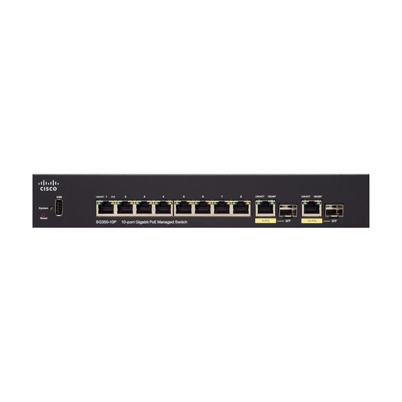 Cisco SG350-10P Managed Switch | 10-Port Gigabit Ethernet with PoE