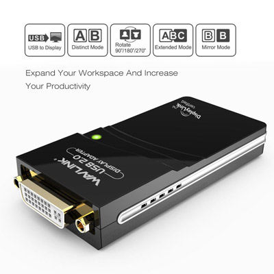 WAVLINK USB 2.0 to DVI/VGA/HDMI Display Adapter – Multi-Monitor Support up to 1080p