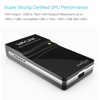WAVLINK USB 2.0 to DVI/VGA/HDMI Display Adapter – Multi-Monitor Support up to 1080p
