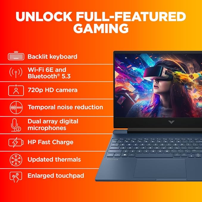 HP Victus Gaming Laptop, AMD Ryzen 5 5600H, AMD 4GB Radeon RX 6500M Graphics, 15.6-inch (39.6 cm), FHD, IPS, 8GB DDR4, 512GB SSD, Backlit KB, B&O
