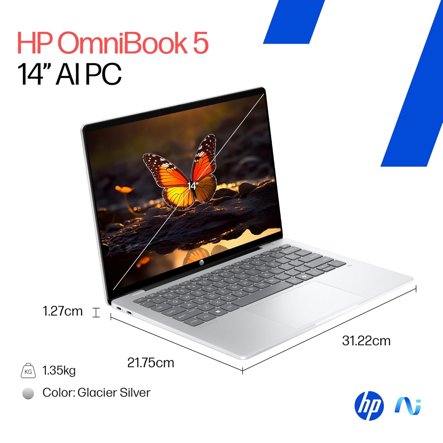 HP OmniBook 5 OLED (Previously Pavilion), Snapdragon X Processor (16GB LPDDR5x, 512GB SSD) 2K, 14''/35.6cm, Win11