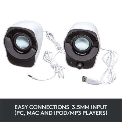 Logitech Stereo Speakers Z120 – USB Powered, Compact Design, White